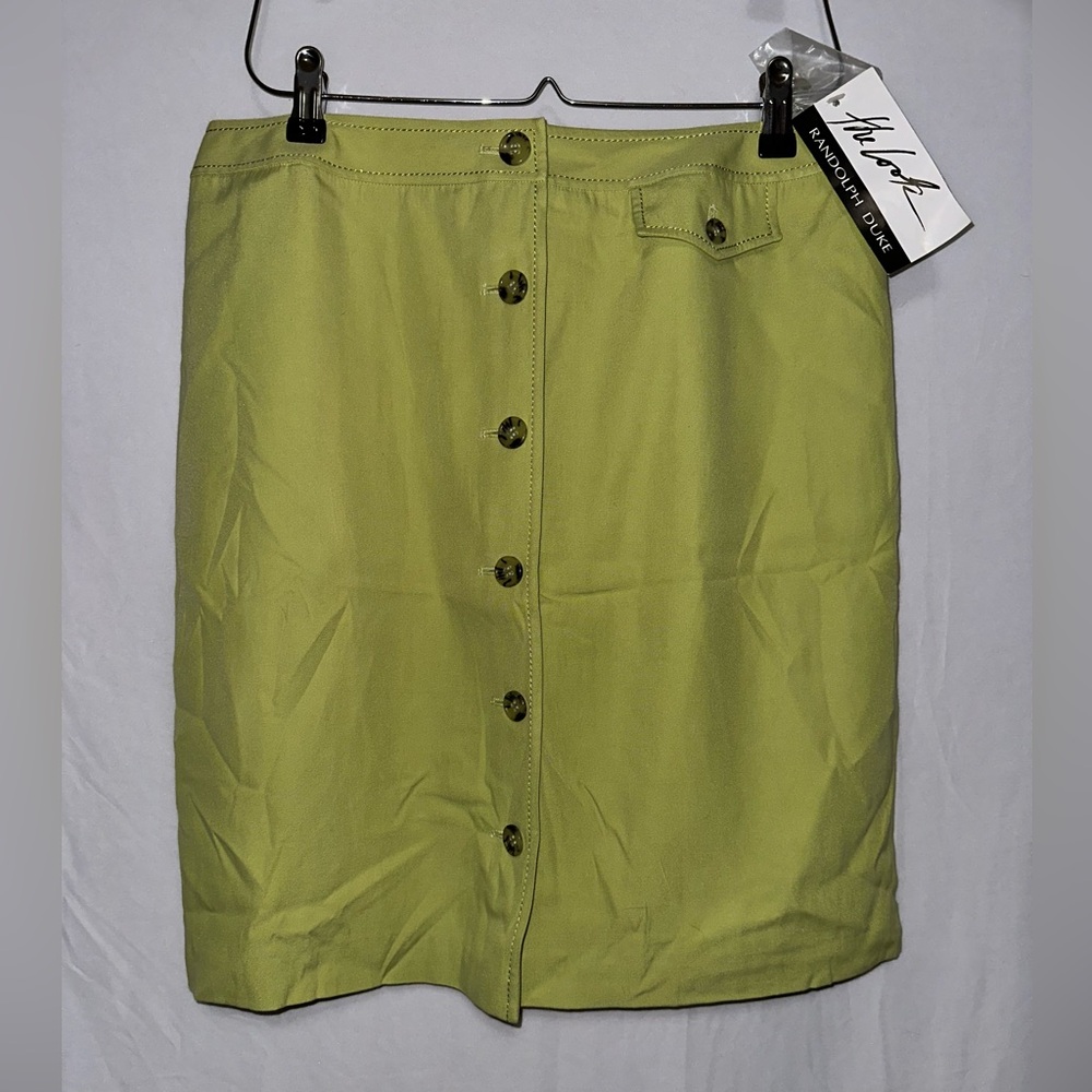 Randolph Duke Green Button-Front Pencil Skirt